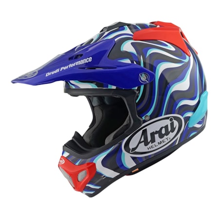 Capacete Arai MX-V Evo Stream Preto Branco Azul Vermelho