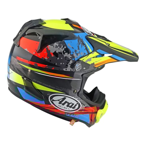Segunda imagem do produto Capacete Arai MX-V Evo Track Preto Azul Vermelho Amarelo