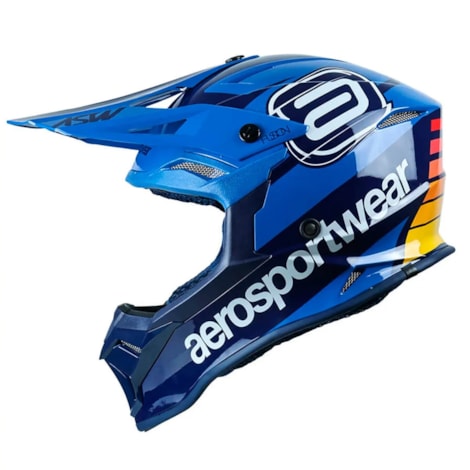 Segunda imagem do produto Capacete ASW Fusion 2.0 Relay - Azul Marinho Laranja