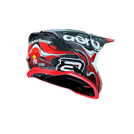 Segunda imagem do produto Capacete ASW R1 Mips Procarbon Cinetic Preto Vermelho Branco Cinza