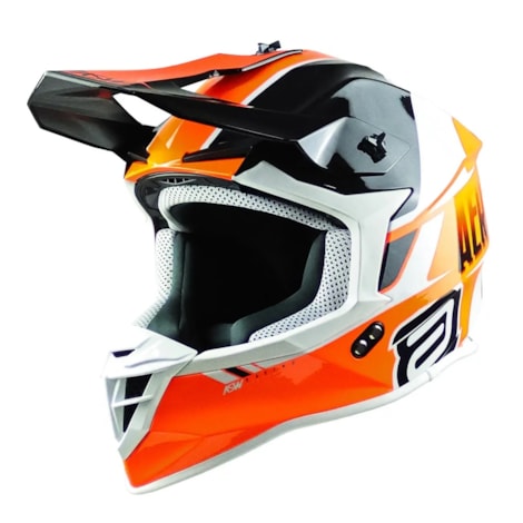 Segunda imagem do produto Capacete ASW R3 Evade - Preto Laranja Branco