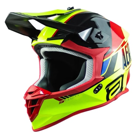 Capacete ASW R3 Evade - Vermelho Preto Amarelo Flúor
