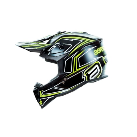 Segunda imagem do produto Capacete ASW R3 Pointer Preto Verde Flúor Branco