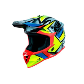 Capacete ASW R3 Takker Prata Amarelo Flúor Vermelho