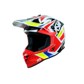 Capacete ASW R3 Takker Preto Branco Vermelho Amarelo
