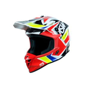 Capacete ASW R3 Takker Preto Branco Vermelho Amarelo