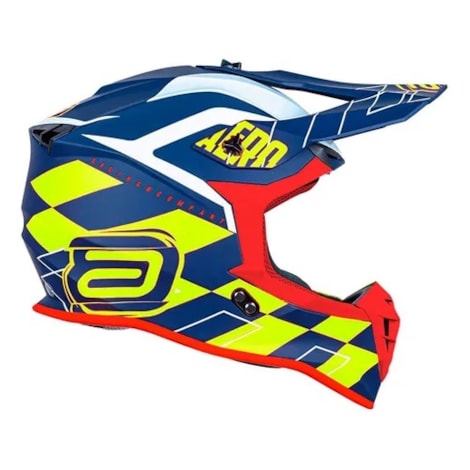 Segunda imagem do produto Capacete ASW R3 Victorious - Azul Amarelo Flúor Branco