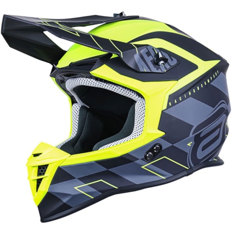 Capacete ASW R3 Victorious - Preto Cinza Amarelo Flúor