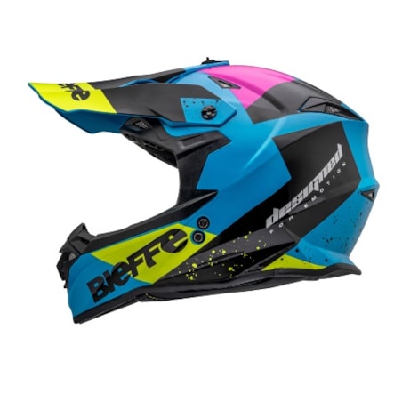 Capacete Bieffe CR Flip - Azul Claro Amarelo Limão