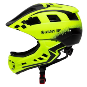 Capacete Bike Infantil Army Grid C/ Queixeira - Amarelo Preto