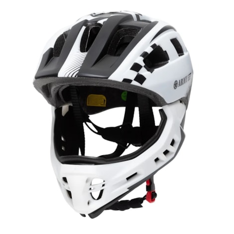 Segunda imagem do produto Capacete Bike Infantil Army Grid C/ Queixeira - Branco Preto