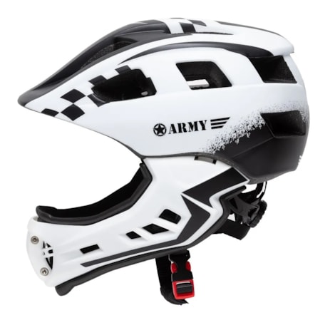 Segunda imagem do produto Capacete Bike Infantil Army Grid C/ Queixeira - Branco Preto