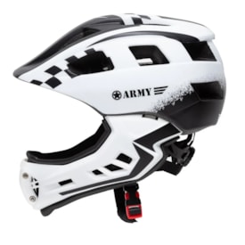 Capacete Bike Infantil Army Grid C/ Queixeira - Branco Preto