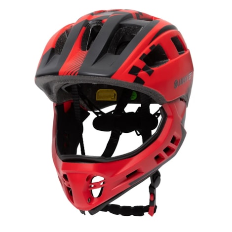 Segunda imagem do produto Capacete Bike Infantil Army Grid C/ Queixeira - Vermelho Preto
