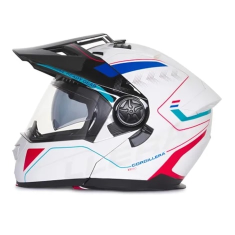 Capacete Cordillera Xtpro Branco Vermelho Azul