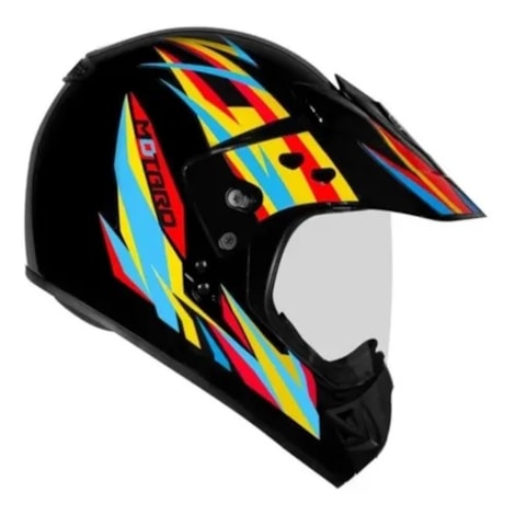 Segunda imagem do produto Capacete EBF Motard New Streer Preto Amarelo