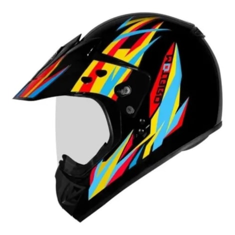Capacete EBF Motard New Streer Preto Amarelo