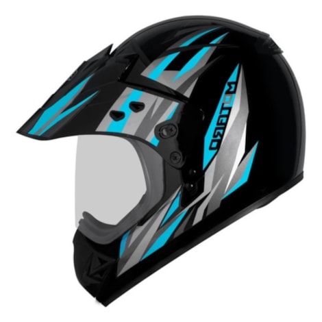 Capacete EBF Motard New Streer Preto Azul
