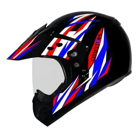 Capacete EBF Motard New Streer Preto Vermelho