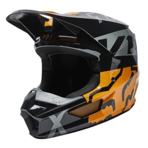 Capacete Fox V1 Mips Skew Preto Dourado