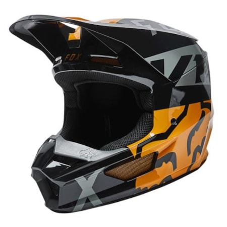 Capacete Fox V1 Mips Skew Preto Dourado