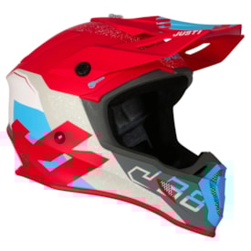 Segunda imagem do produto Capacete Just1 J38 Korner - Azul Vermelho Fosco