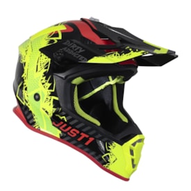 Segunda imagem do produto Capacete Just1 J38 Mask - Amarelo Flúor Vermelho Preto