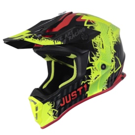 Capacete Just1 J38 Mask - Amarelo Flúor Vermelho Preto