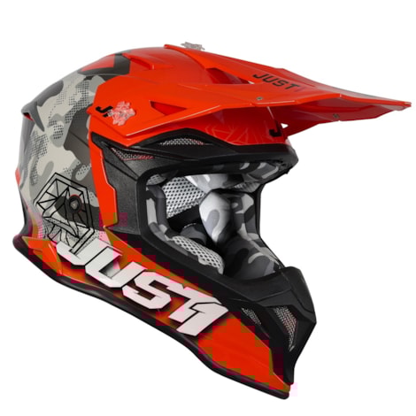 Segunda imagem do produto Capacete Just1 J39 Kinetic Camo - Laranja Vermelho Flúor Cinza