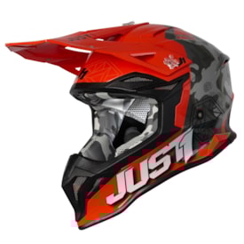 Capacete Just1 J39 Kinetic Camo - Laranja Vermelho Flúor Cinza