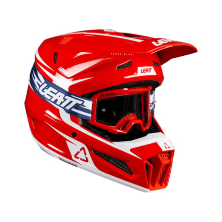 Capacete Leatt 3.5 C/ Óculos Vermelho Branco