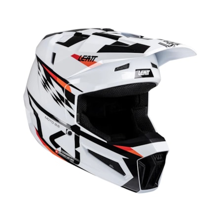 Capacete Leatt 3.5 Infantil Branco - C/ Óculos Branco Preto