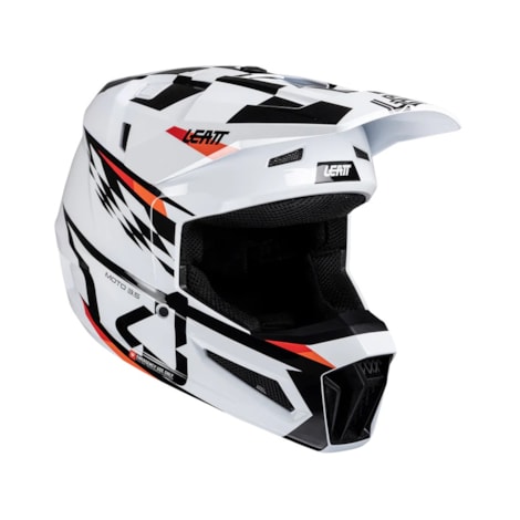 Capacete Leatt 3.5 Infantil Branco - C/ Óculos Branco Preto