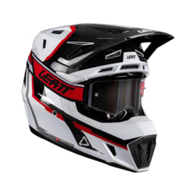 Capacete Leatt 7.5 C/ Óculos Branco Vermelho