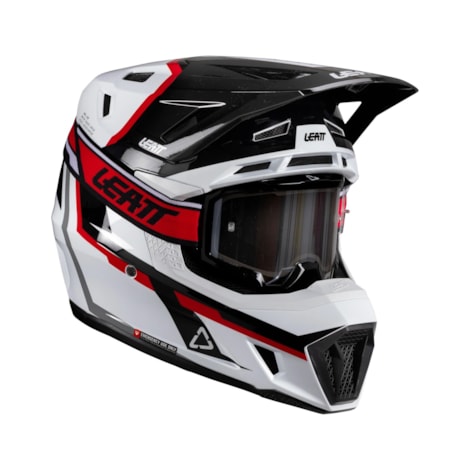 Capacete Leatt 7.5 C/ Óculos Branco Vermelho Tamanho:62