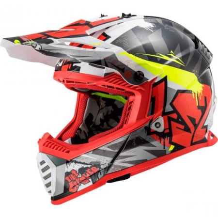 Capacete LS2 Fast MX437 Crusher Preto Vermelho