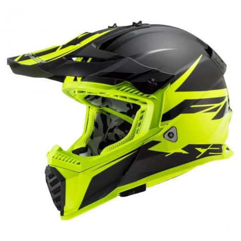 Capacete LS2 Fast MX437 Roar Preto Amarelo Flúor