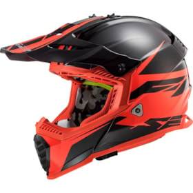 Capacete LS2 Fast MX437 Roar - Preto Vermelho Fosco