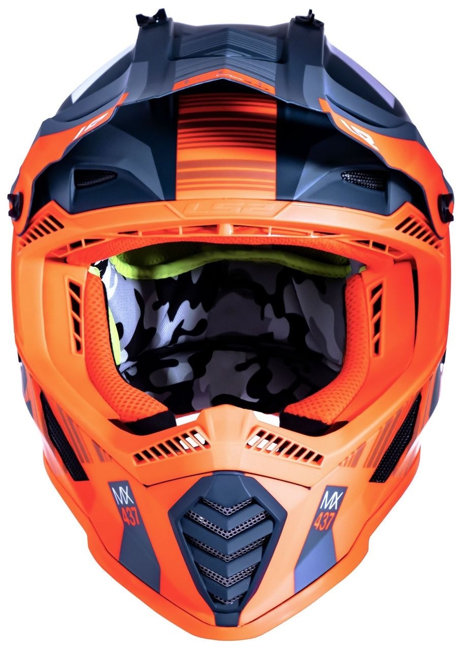 Capacete LS2 Fast MX437 XCODE - Laranja Fluor Azul Fosco
