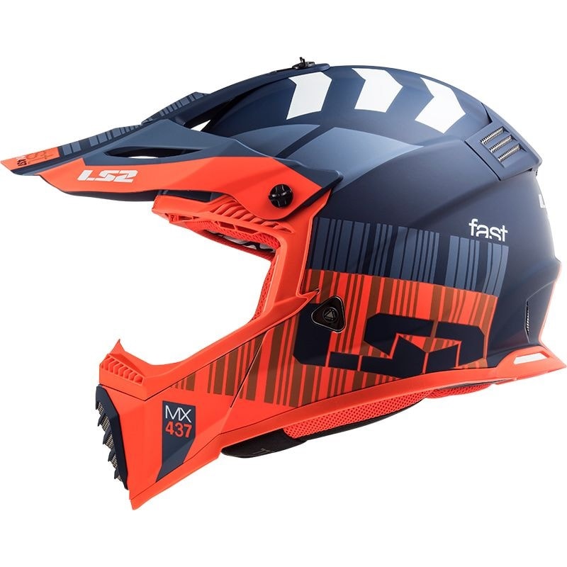 Capacete LS2 Fast MX437 XCODE - Laranja Fluor Azul Fosco Capacete LS2 Fast MX437 XCODE - Laranja Fluor Azul Fosco