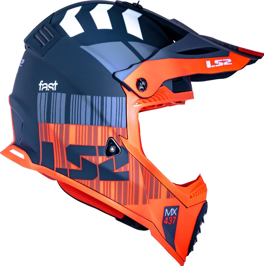 Capacete LS2 Fast MX437 XCODE - Laranja Fluor Azul Fosco