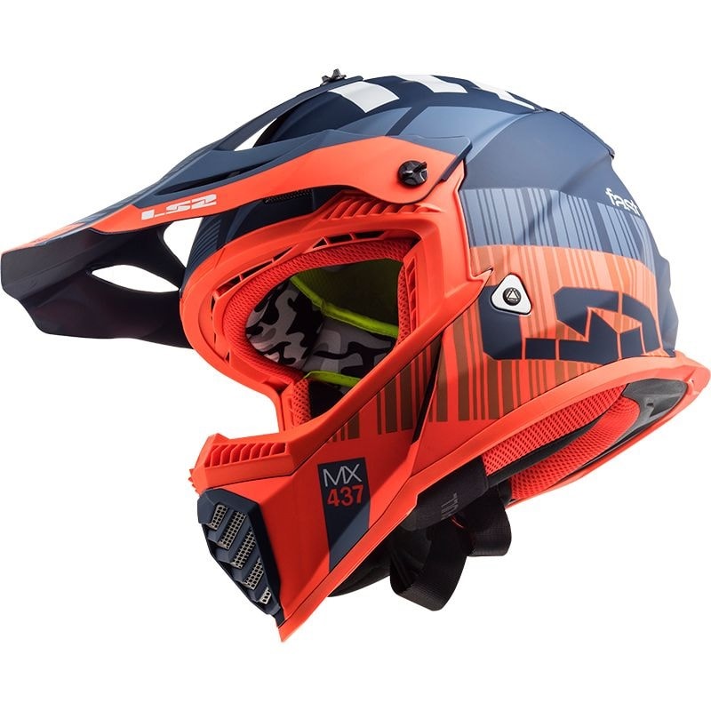 Capacete LS2 Fast MX437 XCODE - Laranja Fluor Azul Fosco