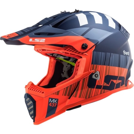 Capacete LS2 Fast MX437 XCODE - Laranja Fluor Azul Fosco