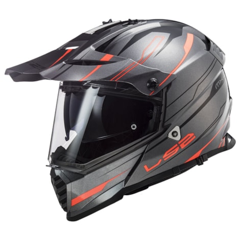 Capacete Ls2 Mx436 Pioneer Evo Knight Titanium Orange