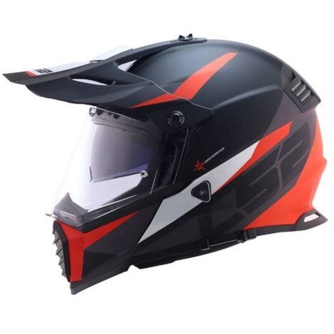 Capacete LS2 MX436 Pioneer Evo Router Preto Cinza Vermelho