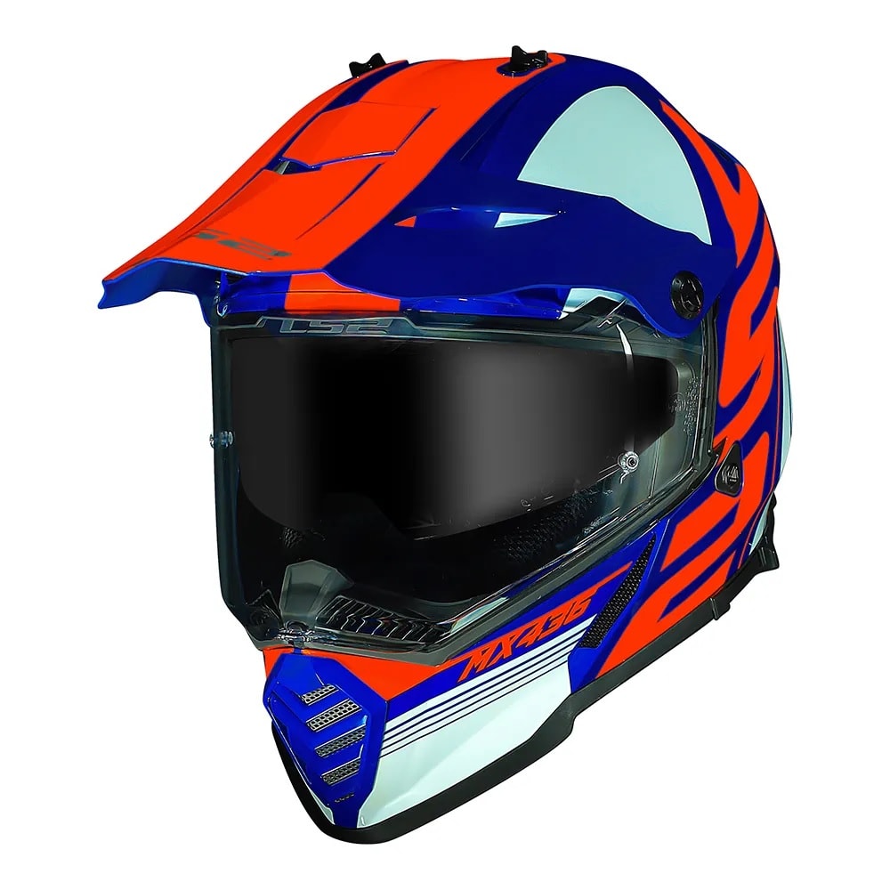 Capacete LS2 MX436 Pioneer Evo Trophy - Azul Laranja