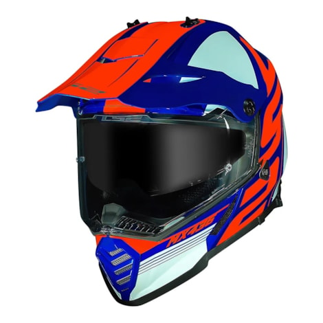 Capacete LS2 MX436 Pioneer Evo Trophy - Azul Laranja