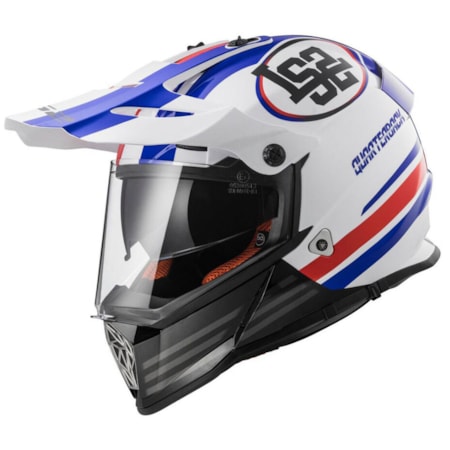 Capacete LS2 MX436 Pioneer Quarterback - Branco Vermelho Azul