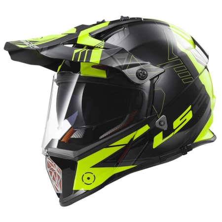 Capacete LS2 MX436 Pioneer Trigger - Preto Branco Amarelo