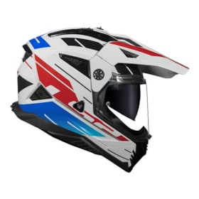 Capacete LS2 MX702 Pioneer II Namib Branco Azul Vermelho